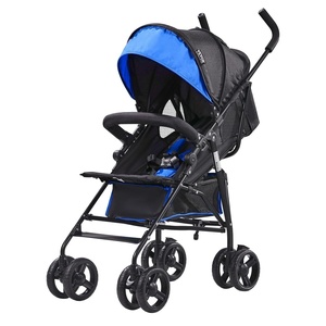 VEVOR Lightweight Stroller, Compact Easy Fold Multiposition Recline Canopy Backrest, Carbon Steel Frame, Large Storage Basket, Umbrella Toddler Baby Stroller for Travel and More, Black/Blue(Black/Blue)