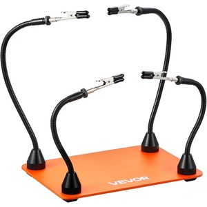 VEVOR Magnetic Helping Hands Soldering Station, 4 Flexible Arms Third Hand Tool with 3X LED Magnifying Lamp & Non-Slip Heavy-Duty Base, Soldering Helping Hands for Electronic Repair Craft Hobby DIY(7.9*5.5in Base)