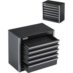 VEVOR Metal Tool Box, 8.6-inch, Portable Metal Tool Box with 5 Drawers, Small Tool Chest with EVA Liners and PP Feet Pads, Heavy-Duty Steel With Ball Bearing Opening and Powder Coated Finish, Black(5 Drawers-Black)