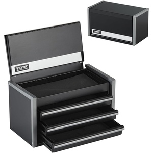 VEVOR Metal Tool Box, 8.6-inch, Portable Metal Tool Box with 5 Drawers, Small Tool Chest with EVA Liners and PP Feet Pads, Heavy-Duty Steel With Ball Bearing Opening and Powder Coated Finish, Black(3 Drawers-Black)