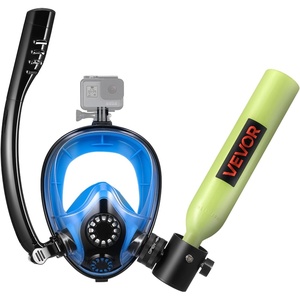 VEVOR Mini Scuba Tank with Sub-Mask, 0.5L Portable Small Diving Tank for Underwater Breathing, Reusable Lung Diving Cylinder up to 10 Minutes Dive Time, Emergency Rescue Pony Bottle for Snorkeling