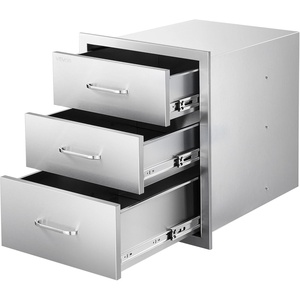 VEVOR Outdoor Kitchen Cabinets 18.11″W x 23.23″D x 23.23″H, Triple-Access Stainless Steel BBQ Drawers with Handles, BBQ Island Drawer for Outdoor Kitchens, Barbeque Island Patio Grill Station(18.11W x 23.23H x 23.23D Inch)