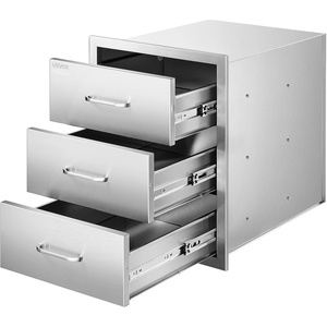 VEVOR Outdoor Kitchen Cabinets 18.11″W x 23.23″D x 23.23″H, Triple-Access Stainless Steel BBQ Drawers with Handles, BBQ Island Drawer for Outdoor Kitchens, Barbeque Island Patio Grill Station(18W x 23.23H x 23.23D Inch)
