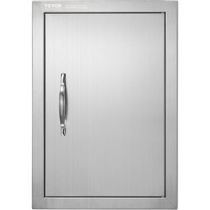 VEVOR Outdoor Kitchen Door – 16W x 22H Inch, Flush Mount, Vertical Wall Door with Handle, for BBQ Island and Grilling Station(Left & Right Hinged)