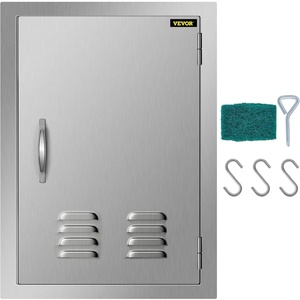 VEVOR Outdoor Kitchen Door – 16W x 22H Inch, Flush Mount, Vertical Wall Door with Handle, for BBQ Island and Grilling Station(Vents)
