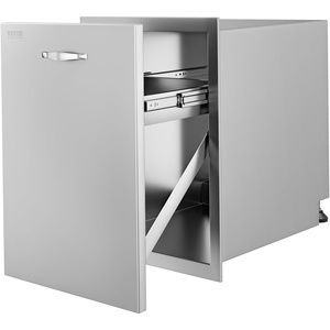 VEVOR Outdoor Kitchen Trash Drawer 17.7W x 25H x 22.8D Inch, Stainless Steel Trash Drawer with Handle and Pull-Out Tray, Outdoor Pull Out Kitchen BBQ Island, Trash Can NOT Included