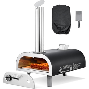 VEVOR Outdoor Pizza Oven, 12 Inch Wood Fired Pizza Ovens, Pellet Pizza-Stove with Thermometer, Portable Pizza-Maker for Outside Backyard Patio Camping, Pizza-Stone, Carry Bag, Shovel, Black(Black)