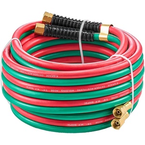 VEVOR Oxygen Acetylene Hose, 1/4-Inch x 50FT Oxy Acetylene Hose with 9/16″-18 LH/RH B Fittings, R Grade Welding Torch Twin Hose with 300PSI Maximum Working Pressure for Cutting Soldering Brazing(25FT)