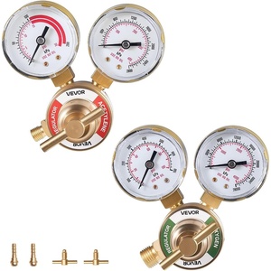 VEVOR Oxygen Acetylene Regulator Set, Oxy-Acetylene Regulators, 0-4000PSI and 0-400PSI Welding Gas Gauges with CGA-540/CGA-200 Inlet Connection & 9/16″-18 Outlet Connection, T-Handle Adjustment