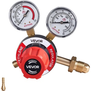 VEVOR Oxygen Acetylene Regulator Set, Oxy-Acetylene Regulators, 0-4000PSI and 0-400PSI Welding Gas Gauges with CGA-540/CGA-510 Inlet Connection & 9/16″-18 Outlet Connection, PC Knob Adjustment(Acetylene Regulator)
