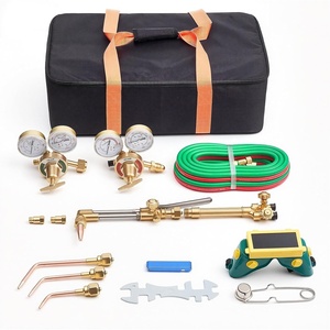 VEVOR Oxygen Acetylene Torch Kit with Check Valves, Gas Welding Torch Kit, Portable Oxy Acetylene Brazing Set with 15FT Twin-Hose, 2 Welding Tips, 2 Regulators & Cylinder Holder for Metalworking(18.5 x 6.7 x 3.5 inch)