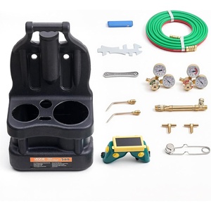 VEVOR Oxygen Acetylene Torch Kit with Check Valves, Gas Welding Torch Kit, Portable Oxy Acetylene Brazing Set with 15FT Twin-Hose, 2 Welding Tips, 2 Regulators & Cylinder Holder for Metalworking(11.6 x 10.2 x 25 inch)