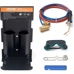 VEVOR Oxygen Propane Torch Kit, Brass Welding Torch for Oxygen MAPP Gas with Dual Pressure Gauges, Portable Oxy-Propane MAPP Brazing Tool Kit with Cylinder Rack for Welding, Soldering, Metal Heating