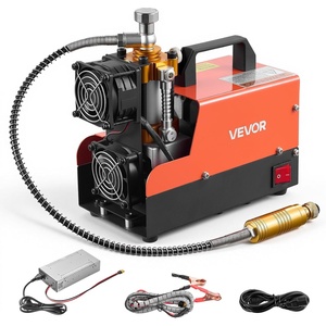 VEVOR PCP Air Compressor 4500PSI PCP Airgun Compressor & External Converter, Manual Stop 250W DC12V/AC120V Portable Paintball Tank Compressors for Air Rifle, Scuba Diving Bottle