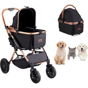 VEVOR Pet Stroller, 35 lbs Weight Capacity, Foldable Dog Stroller Cart, 4 Wheels Cats Strollers with with Detachable Carrier & Mesh Windows, Portable Design with Brake for Small to Medium Pets(4 wheels  For Pets up to 66lbs)