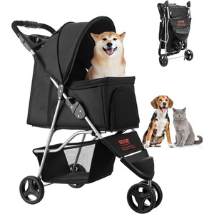 VEVOR Pet Stroller, 35 lbs Weight Capacity, Foldable Dog Stroller Cart, 4 Wheels Cats Strollers with with Detachable Carrier & Mesh Windows, Portable Design with Brake for Small to Medium Pets(3 wheels  For Pets up to 35lbs)