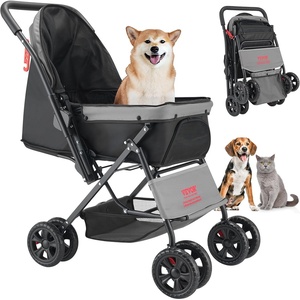 VEVOR Pet Stroller, 35 lbs Weight Capacity, Foldable Dog Stroller Cart, 4 Wheels Cats Strollers with with Detachable Carrier & Mesh Windows, Portable Design with Brake for Small to Medium Pets(4 wheels  For Pets up to 40 Pound)