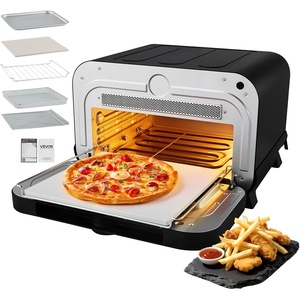 VEVOR Pizza Oven, 8 Presets Electric Pizza Ovens Air Fry Combo, 12-Inch Indoor Pizza Maker Smart Knob Control, 750°F Max Temp, IPX4 Waterproof Countertop Pizza Cooker w/Pizza Stone,Fry Basket(12 Inch Air Fry Combo Pizza Oven)
