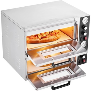 VEVOR Pizza Oven Electric, 18″ Double-Deck Commercial Countertop Pizza Oven, 842°F Max Temp, Indoor Pizza Maker with Thermometer, Independent Upper & Lower Temp Control & Timer for Home Restaurant(18 Inch Dual Layer)