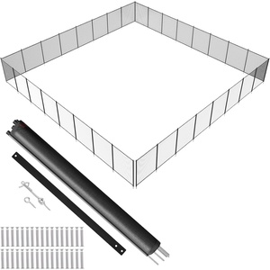 VEVOR Pool Fence, 4 x 96 FT Pool Fences for Inground Pools, Removable Pool Fencing, Easy DIY Installation Swimming Pool Fence, 340gms Teslin PVC Mesh, Pool Safety Fence, Black(Stainless Feet)