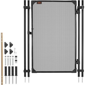 VEVOR Pool Fence Gate, 4 x 2.5 ft Inground Swimming Pool Fences Gate, Outdoor Security Fencing Door Kit with Metal Latch and Stopper, 352 GSM Teslin PVC Mesh, Square Tube, Easy Installation, Black(4ft x 2.5ft-Manual Locking)