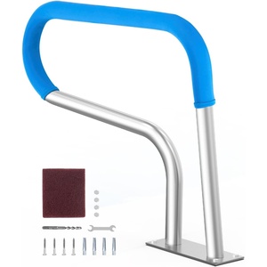 VEVOR Pool Handrail, 32 x 23 inch Pool Railing, Stainless Steel with Base Plate for Indoor/Outdoor Pools,Swimming Pool Safety Railing for Decks,Rust-Proof Grab Bar w/Grip Cover&Accessories for Spas(32×23 Inch)
