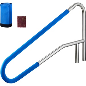 VEVOR Pool Rail, 54 x 32 inch Pool Handrail, 220 lbs Load Capacity Heavy Duty 304 Stainless Steel Swimming Handrail, Detachable Nonslip Sleeve, Recessed or Base Mount, for Poolside, Water Parks