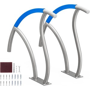 VEVOR Pool Rail 54×36 Pool Railing 304 Stainless Steel 250LBS Load Capacity Silver Rustproof Pool Handrail Humanized Swimming Pool Handrail with Blue Grip Cover & M8 Drill Bit & Self-Taping Screws(30×30 Inch 2 Pack)