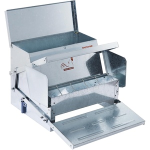 VEVOR Poultry Feeder, 25lbs Capacity, Feed Chicken Feeder with Lid & Lock, Outdoor Coop Food Dispenser, No Waste, Weatherproof Galvanized Metal Feeder for Ducks, Geese(Galvanized)