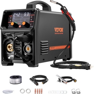 VEVOR Pro MIG Welder, 250A Pluse Mig Welding Machine, 5-in-1 Synergic Welder Machine MIG Pluse/Gas MIG/Flux Core MIG/Stick/Lift TIG, 110V/220V Dual Voltage Aluminum Mig Welder with LCD Screen Display(200 A)