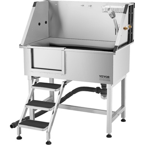 VEVOR Professional Dog Washing Station, 34 Inch Stainless Steel Pet Grooming Tub with Hot & Cold Faucet, Showerhead, Storage Rack, No-Bend All-in-One Bathtub, Home Wash Sink, Fits Small Cats and Dogs(38 inch)