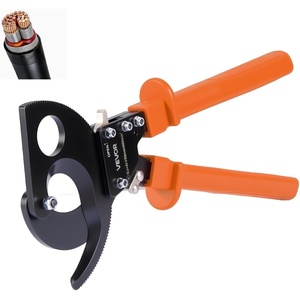 VEVOR Ratcheting Cable Cutter, Spring Steel Blades with Insulated Handles, Quick-Release Button, Heavy Duty Ratchet Cable Wire Cutter for Cutting Copper & Aluminum Cables Up to 800 MCM / 400 mm²(10inch/800 MCM / 400 mm²)