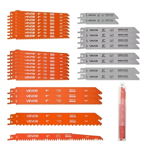 VEVOR Reciprocating Saw Blades, 25 Pack, 6/12 TPI Bi-Metal Reciprocating Saw Blade Set with Universal Shank, Sharp Teeth for Fast and Smooth Cuts, for Wood and Nail-Embedded Wood Demolition, Orange(32Pcs Wood&Metal)