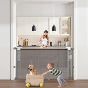 VEVOR Retractable Baby Gate, 34 inch Tall, Extends up to 55 inch Wide, Retractable Gate for Kids or Pets, Mesh Material, Easy to Install for Indoor Stairs, Doorways, Hallways, Playrooms, White(Gray)