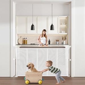VEVOR Retractable Baby Gate, 34 inch Tall, Extends up to 55 inch Wide, Retractable Gate for Kids or Pets, Mesh Material, Easy to Install for Indoor Stairs, Doorways, Hallways, Playrooms, White(White)