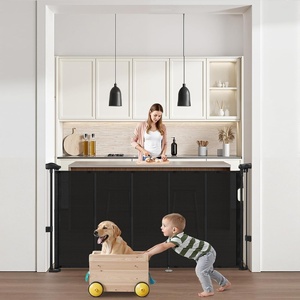 VEVOR Retractable Baby Gate, 34 inch Tall, Extends up to 55 inch Wide, Retractable Gate for Kids or Pets, Mesh Material, Easy to Install for Indoor Stairs, Doorways, Hallways, Playrooms, White(Black)