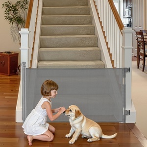 VEVOR Retractable Baby Gate, Extends to 120 inch Extra Wide, 38.5 inch Tall, with Reinforced Fiberglass Strips, Avoids Crawling Through, Mesh Dog Gate for Decks, Doorways, Garages, Indoor, Black(Gray)