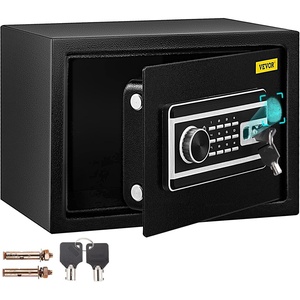 VEVOR Safe Box, 2.1 CU.FT Fingerprint Safe Box for Money w/ 2 Keys & Digital Keypad, Q235 Steel Fireproof Safe Box for Storing Cash, Jewelry, Pistols, Documents, Watches in Home & Office & Hotel(0.8 cubic feet)