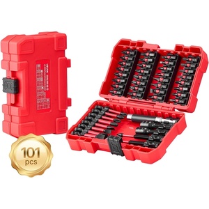 VEVOR Screwdriver Bit Set, 101-Piece, Magnetic Phillips, Pozidriv, Slotted, Square, Torx, Hex Bits, Hex Nut Sockets, Extension Rod with Storage Case, High-Strength S2 Alloy Steel, Blackened Finish(101 PCS)