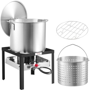 VEVOR Seafood Boiling Kit & Turkey Fryer, 30-qt Boiler Steamer Cooker Set, Outdoor Aluminum Frying Pot, 54,000 BTU Burner Propane Gas Boiler, Gifts for Thanksgiving Day(80-qt)