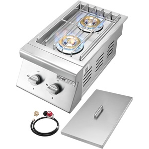 VEVOR Single Grilling Side Burner, 17,000BTU Liquid Propane Side Burner for Outdoor Kitchen, Convertible to Natural Gas, 304 Stainless Steel Built-in Single Grill Burners with LED for BBQ Grill Island(15 000BTU)