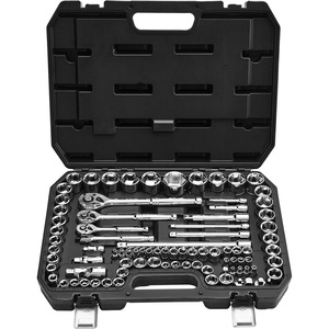 VEVOR Socket Set, 76 Pieces, 3/8 inch Drive Socket and Ratchet Set, SAE and Metric, Deep and Shallow, Mechanic Tool Kit with Accessories and Storage Case, CR-V Alloy Steel, for Automotive Repair(1/4″&3/8″&1/2″)