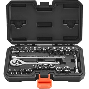 VEVOR Socket Set, 76 Pieces, 3/8 inch Drive Socket and Ratchet Set, SAE and Metric, Deep and Shallow, Mechanic Tool Kit with Accessories and Storage Case, CR-V Alloy Steel, for Automotive Repair(1/4″)
