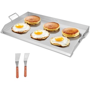 VEVOR Stainless Steel Griddle, 23×16 inch Universal Flat Top Rectangular Plate, Gas Grill Griddle for BBQ Grill, Teppanyaki, Portable Family Cookware with Handle, for Camping Tailgating Party(36″ x 22″ x 3″)