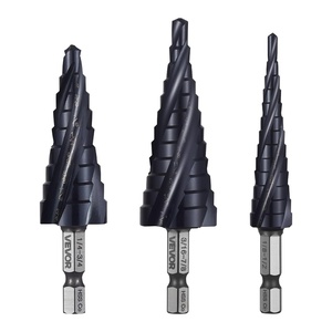 VEVOR Step Drill Bit Set, 1/8-7/8 inch, 3 Pieces Step Drill Bits, 1/4 inch Hex Shank, TiAlN Coating Cobalt HSS High Speed Steel, for Metal, Stainless Steel, Aluminum, Wood, Plastic, Fiberglass(1/8-7/8″ (3-Piece Set))