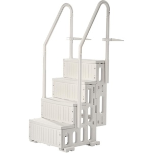 VEVOR Swimming Pool Ladder, 4-Step Double Handrails Stairs with Non-Slip Heavy Duty Steps, Max Load Capacity 400 lbs, for 48-54 in Inground & Above-Ground Pools of Any Decking Surface, Milk White(Milk White)