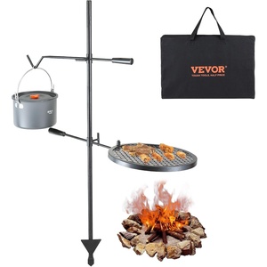 VEVOR Swivel Campfire Grill, Fire Pit Grill Grate over Fire Pits, Heavy Duty Steel Grill Grates, 360° Adjustable Open Fire Outdoor Cooking Equipment, Portable Camp Fire Racks for Camping Outdoor BBQ(14*14 inch)