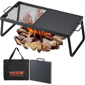 VEVOR Swivel Campfire Grill, Fire Pit Grill Grate over Fire Pits, Heavy Duty Steel Grill Grates, 360° Adjustable Open Fire Outdoor Cooking Equipment, Portable Camp Fire Racks for Camping Outdoor BBQ(22.4*11 inch)