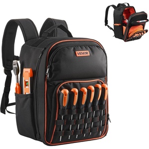 VEVOR Tool Backpack, 49 Pockets, Heavy-duty Tools Storage Organizer Work Bags Backpack with Laptop Compartment & Reinforced Fabric Base, Electrician Jobsite Backpack for Electrician, Repairman(49 Pockets + Non-Rolling)