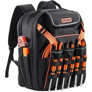 VEVOR Tool Backpack, 56 Pockets, Heavy-duty Tools Storage Organizer Work Bags Backpack with Laptop Compartment & Molded Base, Electrician Jobsite Backpack for Electrician, Repairman, and HVAC Techs(Black)